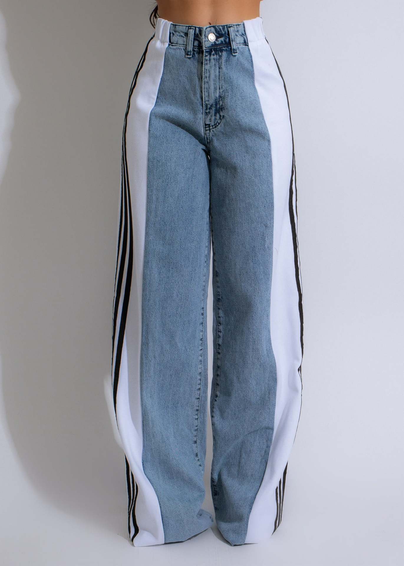 High Waist Elastic Straight Leg Pants