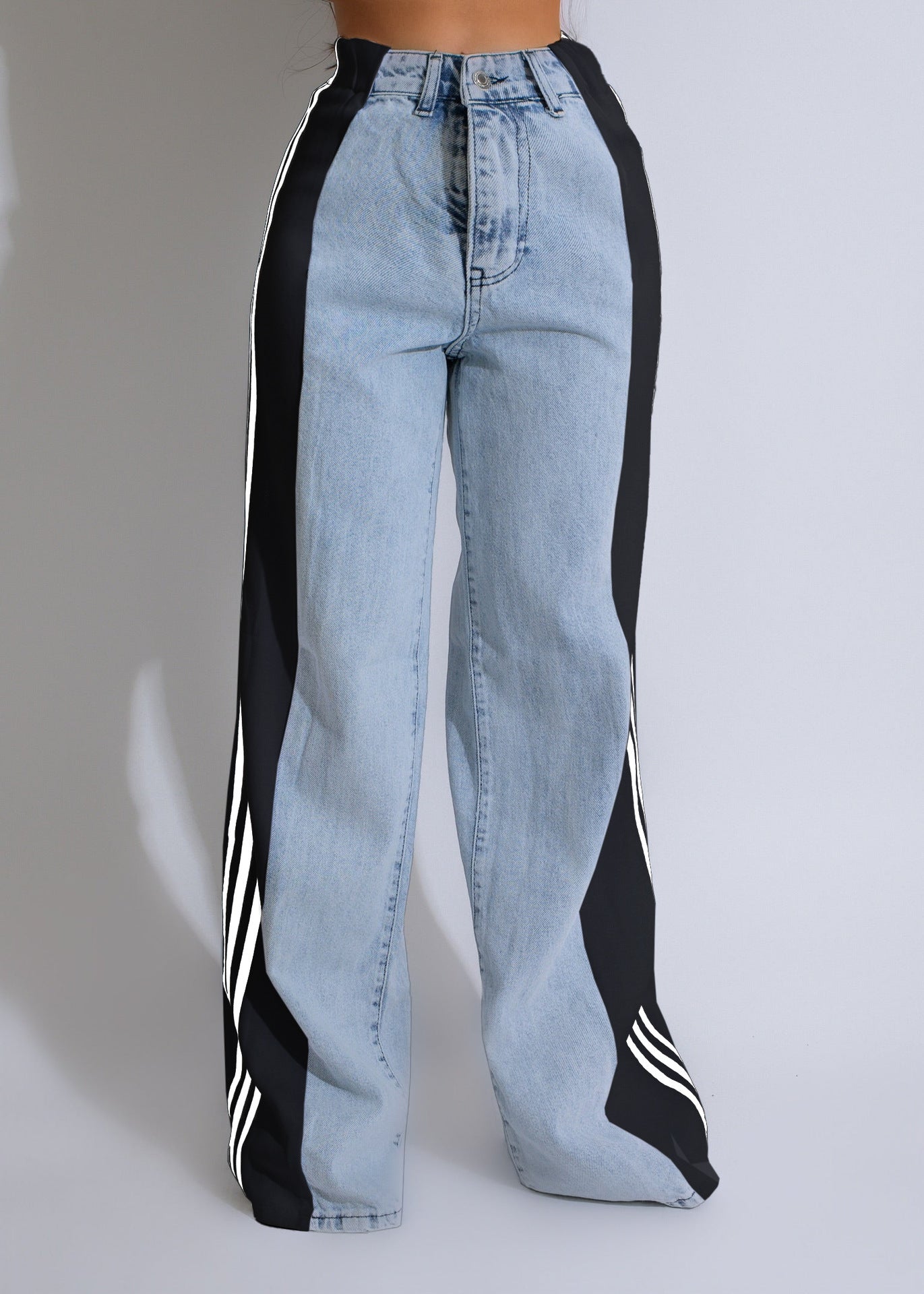 High Waist Elastic Straight Leg Pants