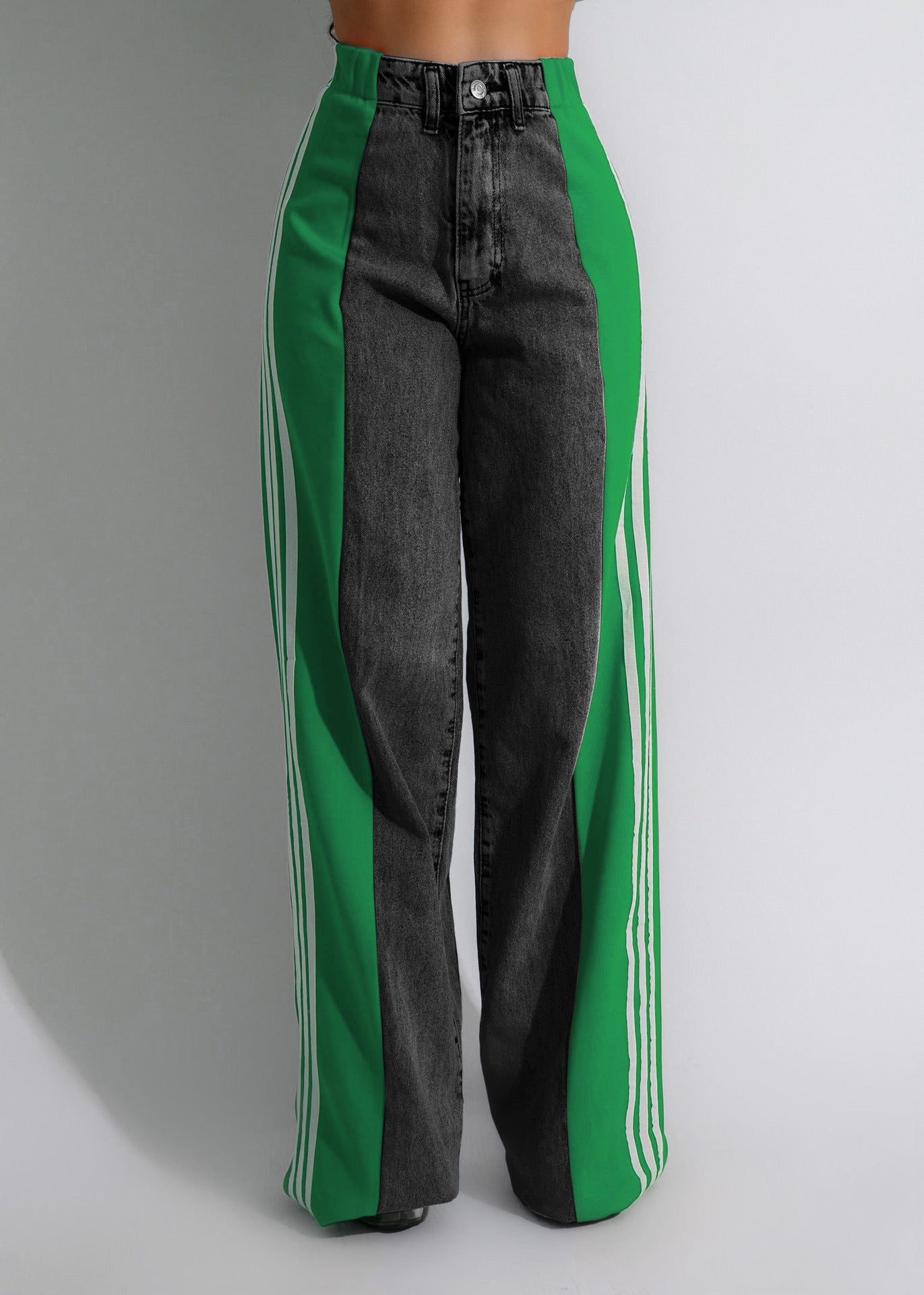 High Waist Elastic Straight Leg Pants