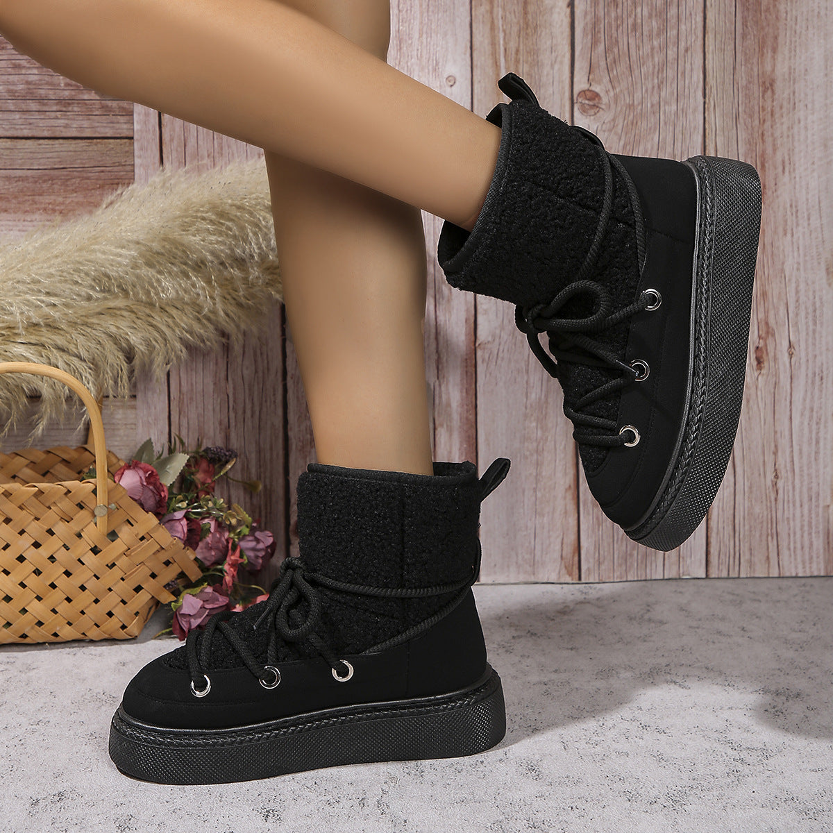 Lace-Up Snow Boots