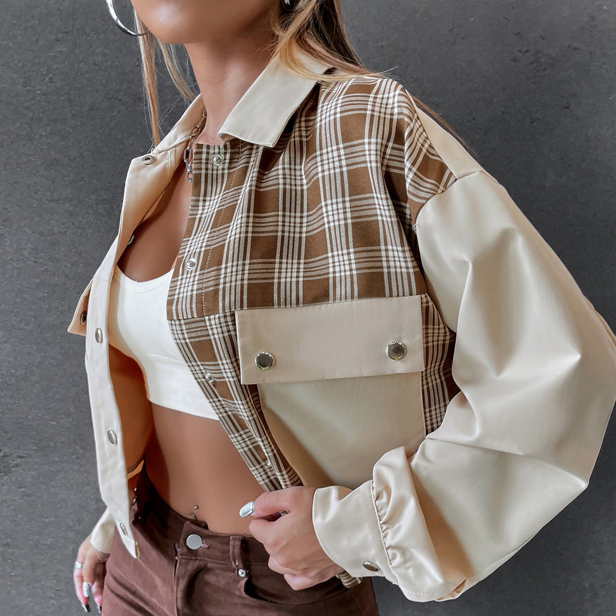 Plaid Single Breasted Jacket