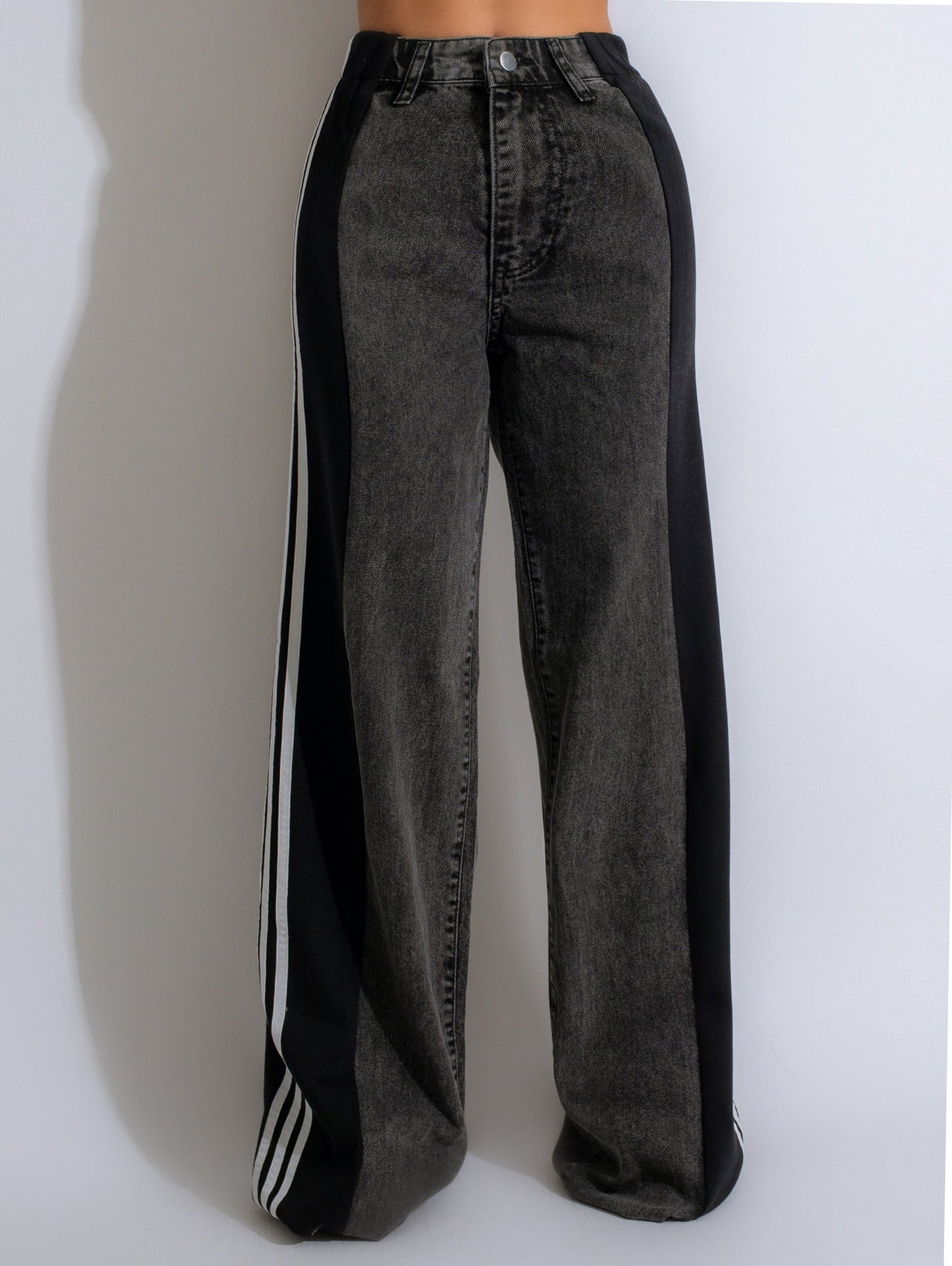 High Waist Elastic Straight Leg Pants