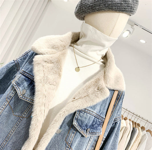 Denim Fur Lined Jacket