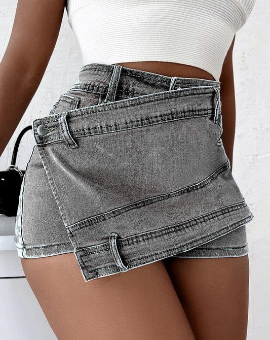 Vintage Denim Waist Wrap Skirt