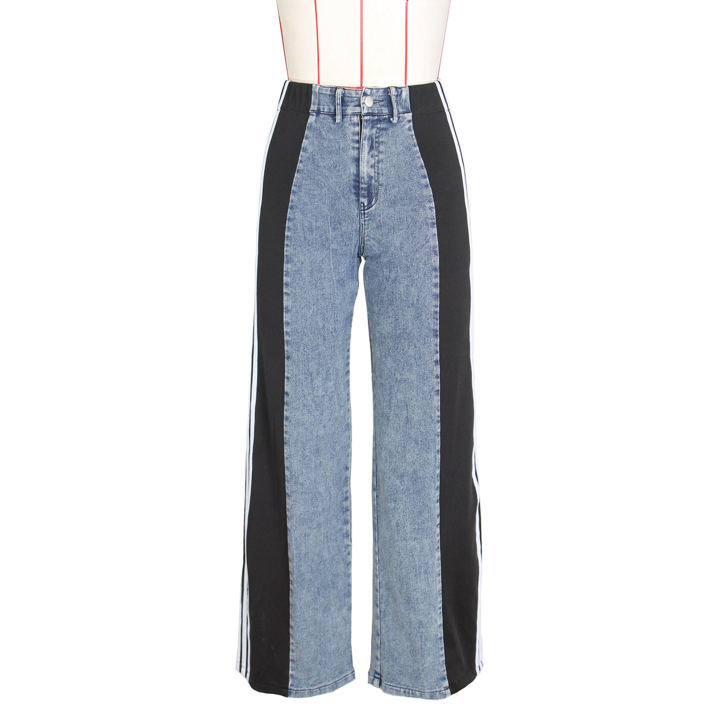 High Waist Elastic Straight Leg Pants