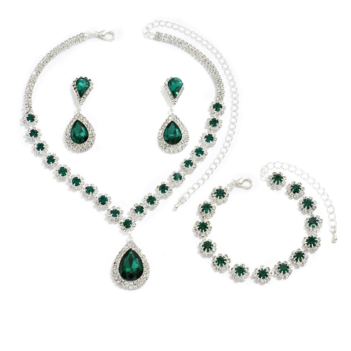 Necklace Ear Stud Bracelet Three-piece Set