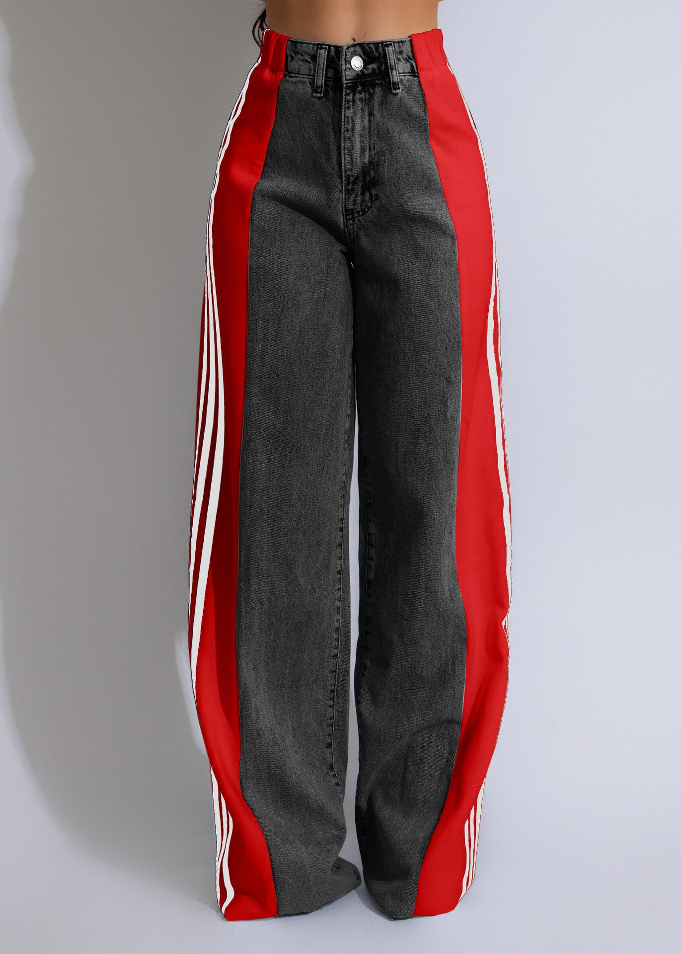High Waist Elastic Straight Leg Pants