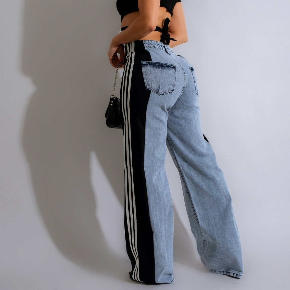 High Waist Elastic Straight Leg Pants