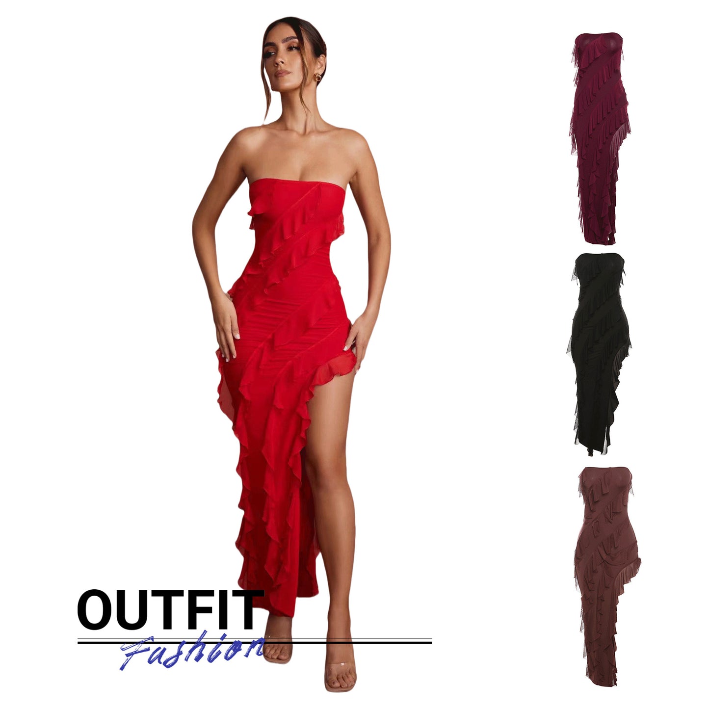 Backless Slit Tassel Dress