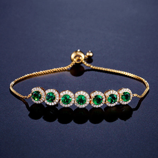 Emerald Zircon Adjustable Bracelet
