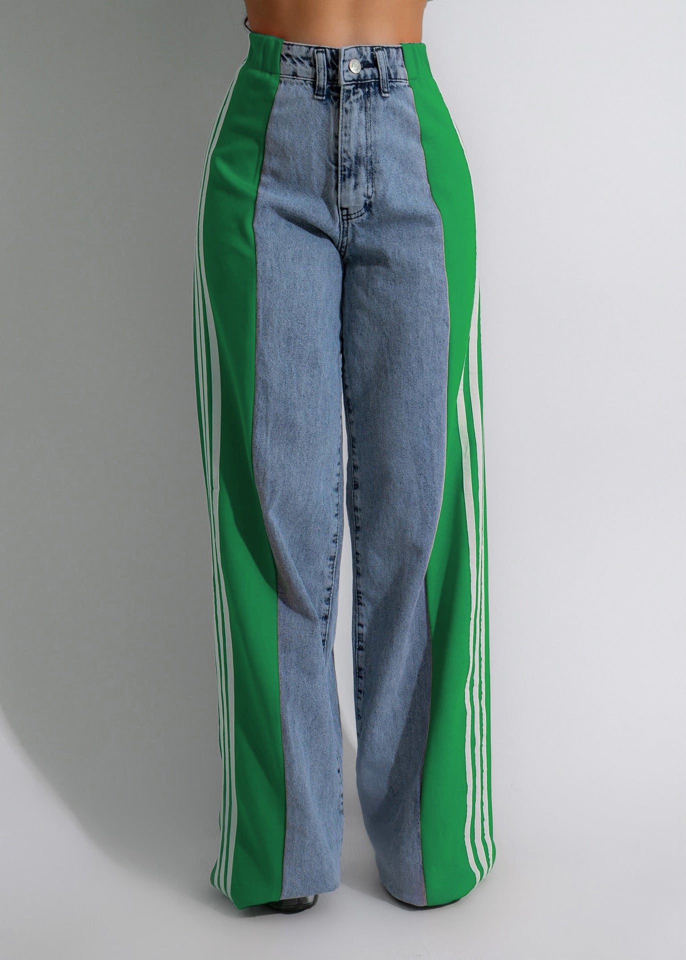 High Waist Elastic Straight Leg Pants