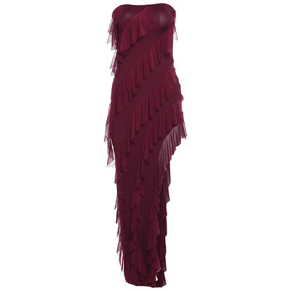 Backless Slit Tassel Dress