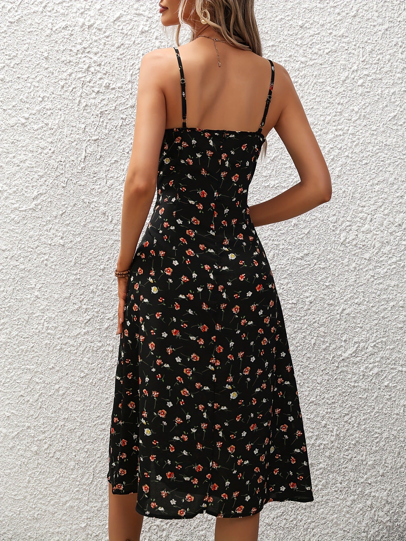 Polka Dot Slit Long Dress
