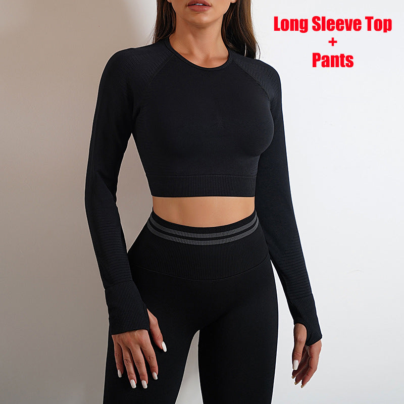 Seamless Yoga Pants Long Sleeve Set