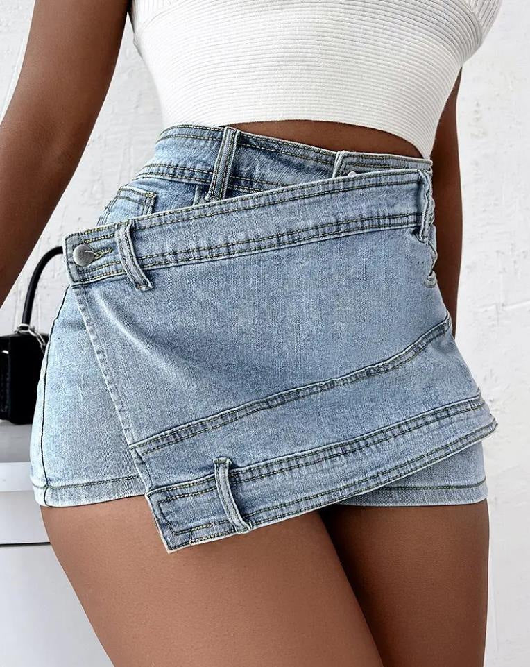Vintage Denim Waist Wrap Skirt