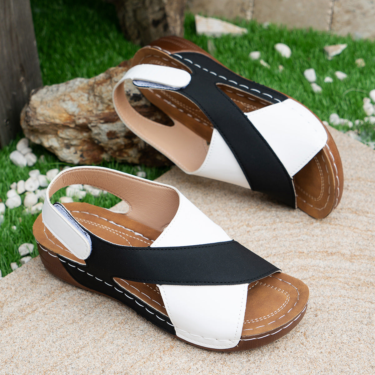 Cross-Strap Wedges Sandals