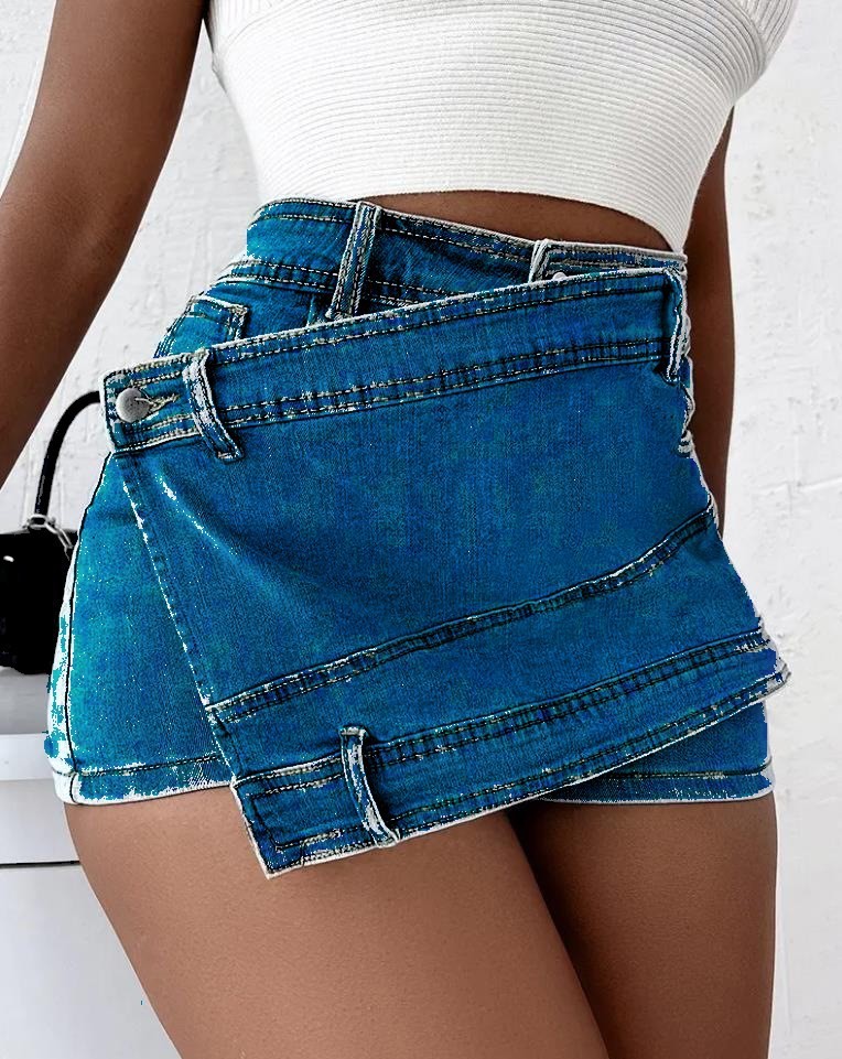 Vintage Denim Waist Wrap Skirt