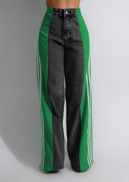 High Waist Elastic Straight Leg Pants
