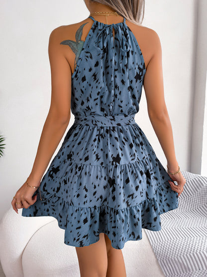 Leopard Print Ruffled Dress
