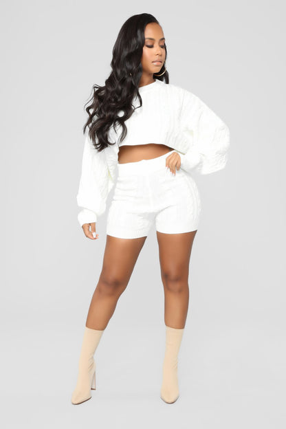 2 Piece Long Sleeve Crop Top Set
