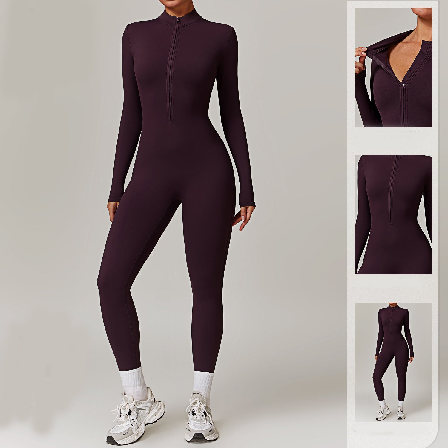 Zip Up Long-Sleeved Jumpsuit