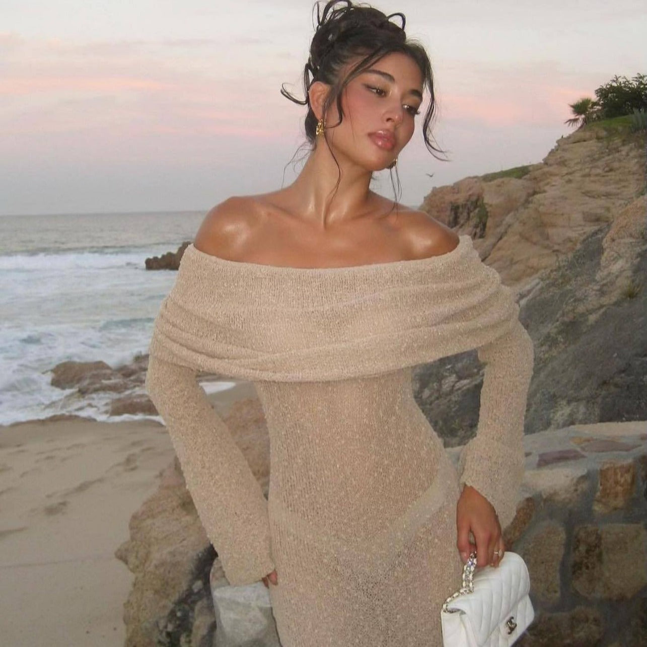 Knitted Long-Sleeved Dress