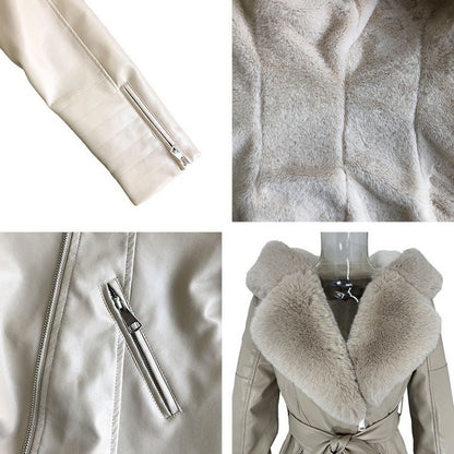 Leather Coat With Fur Collar