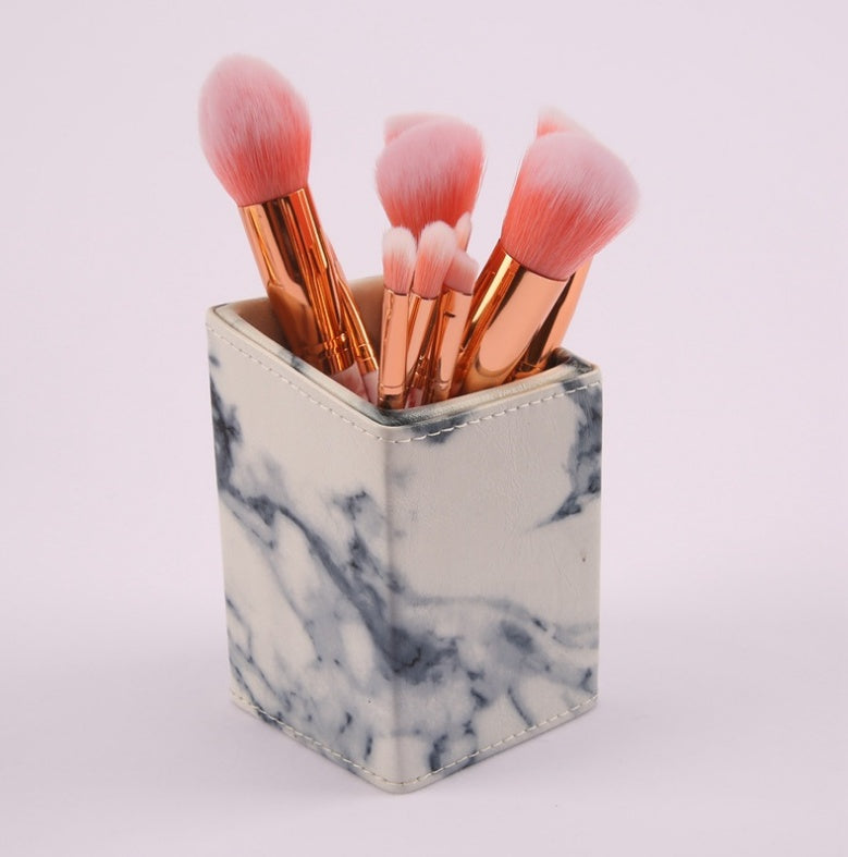 10 Piece Marble Makeup Brush Set