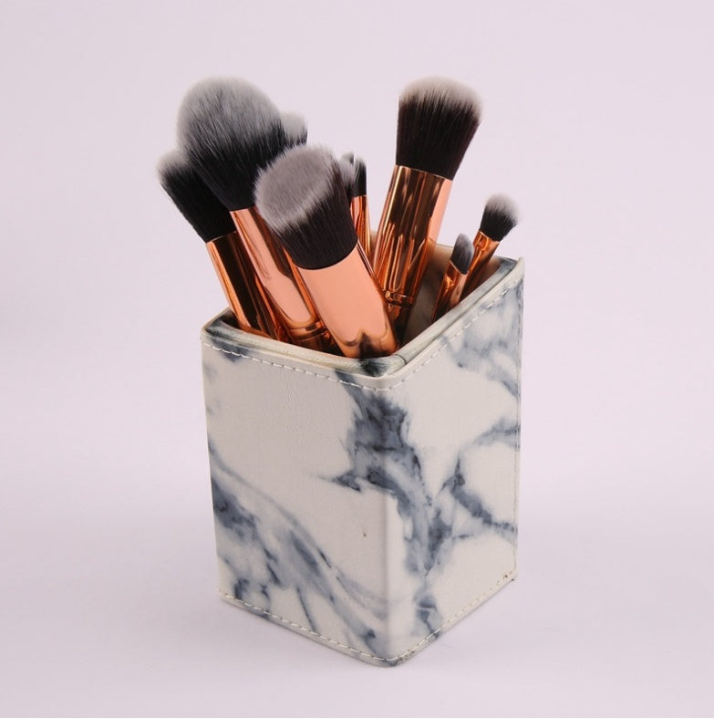 10 Piece Marble Makeup Brush Set