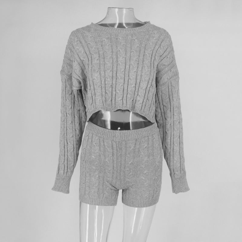 2 Piece Long Sleeve Crop Top Set