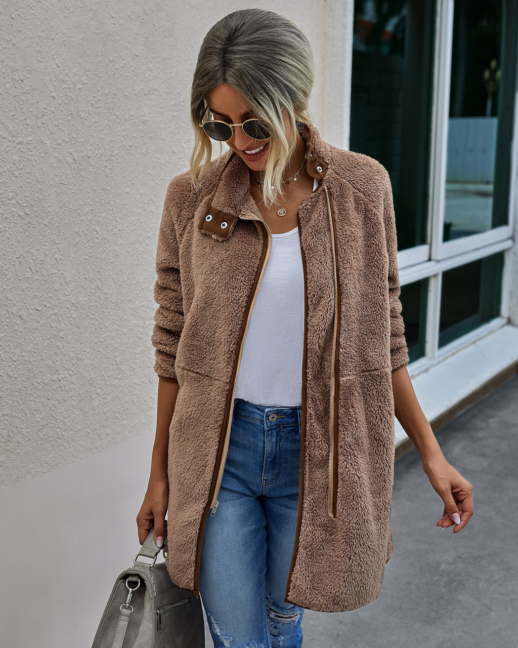 Warm Pocket Fur Coat