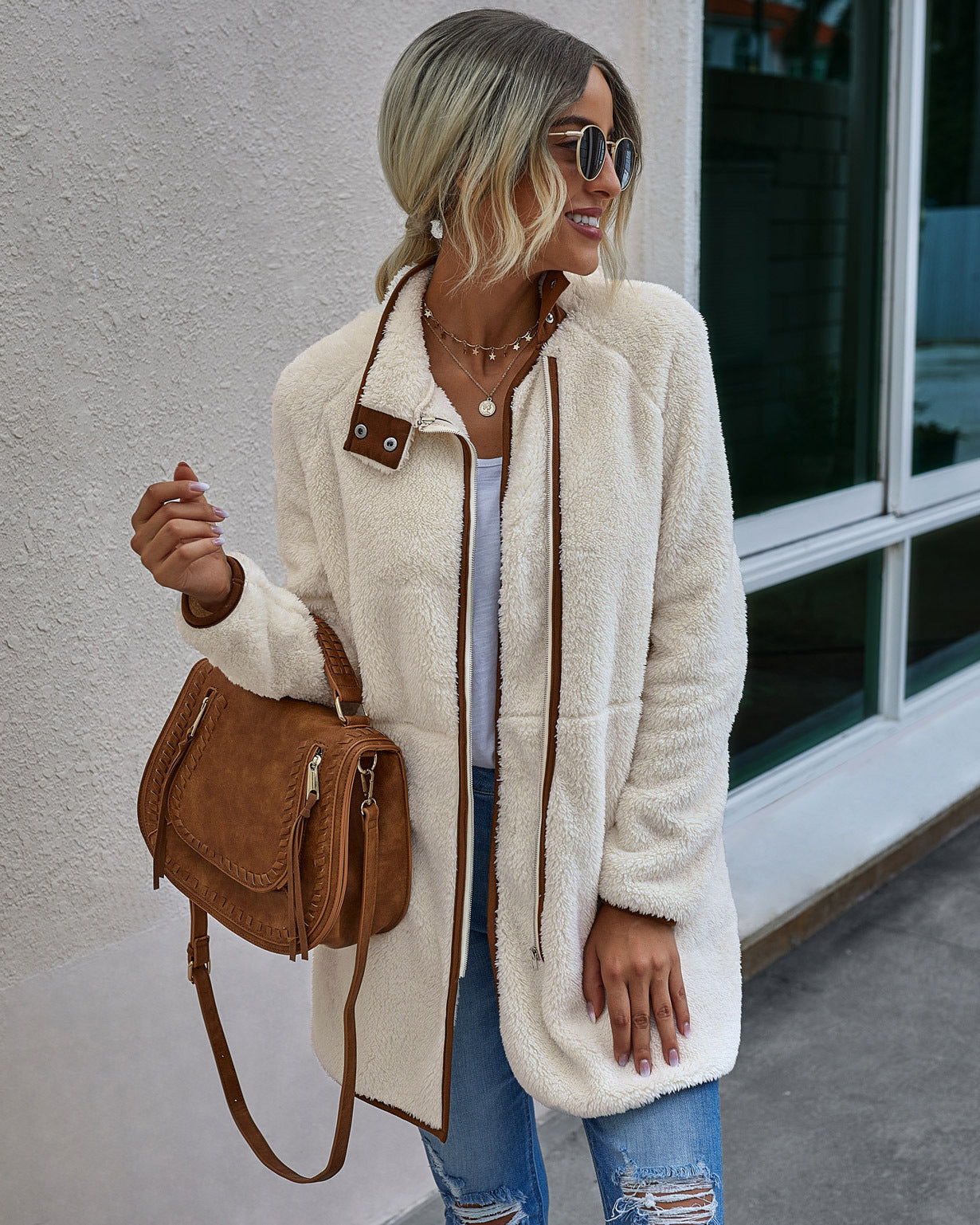 Warm Pocket Fur Coat