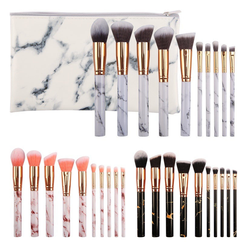 10 Piece Marble Makeup Brush Set
