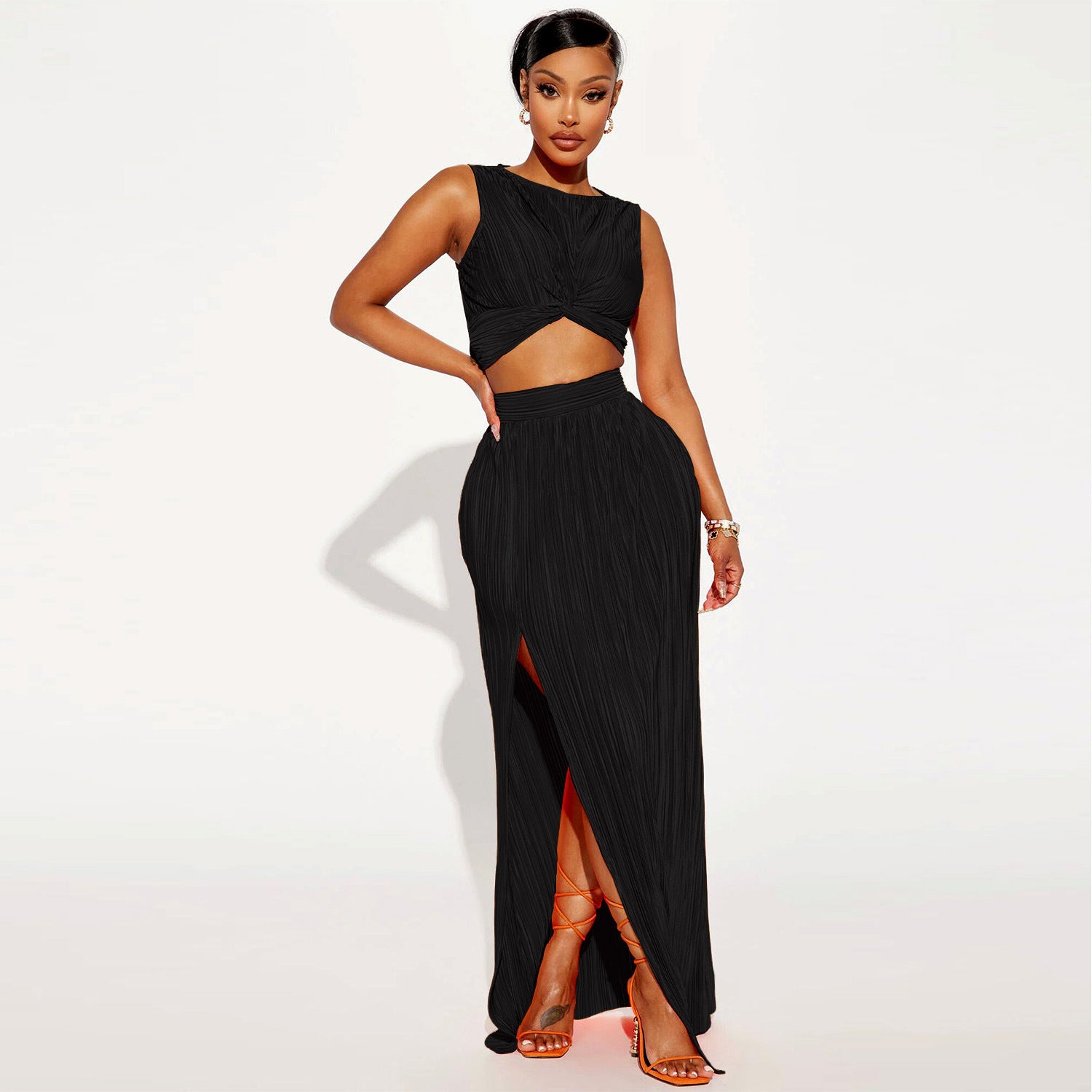 Two Piece Slit Dress Set