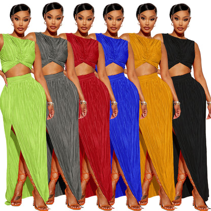 Two Piece Slit Dress Set