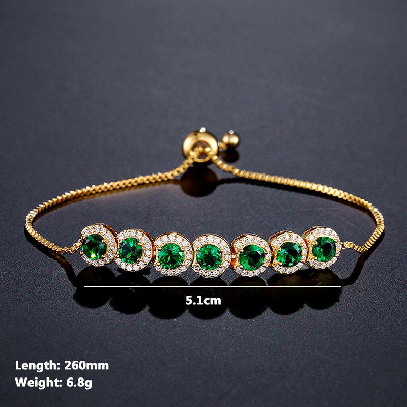 Emerald Zircon Adjustable Bracelet