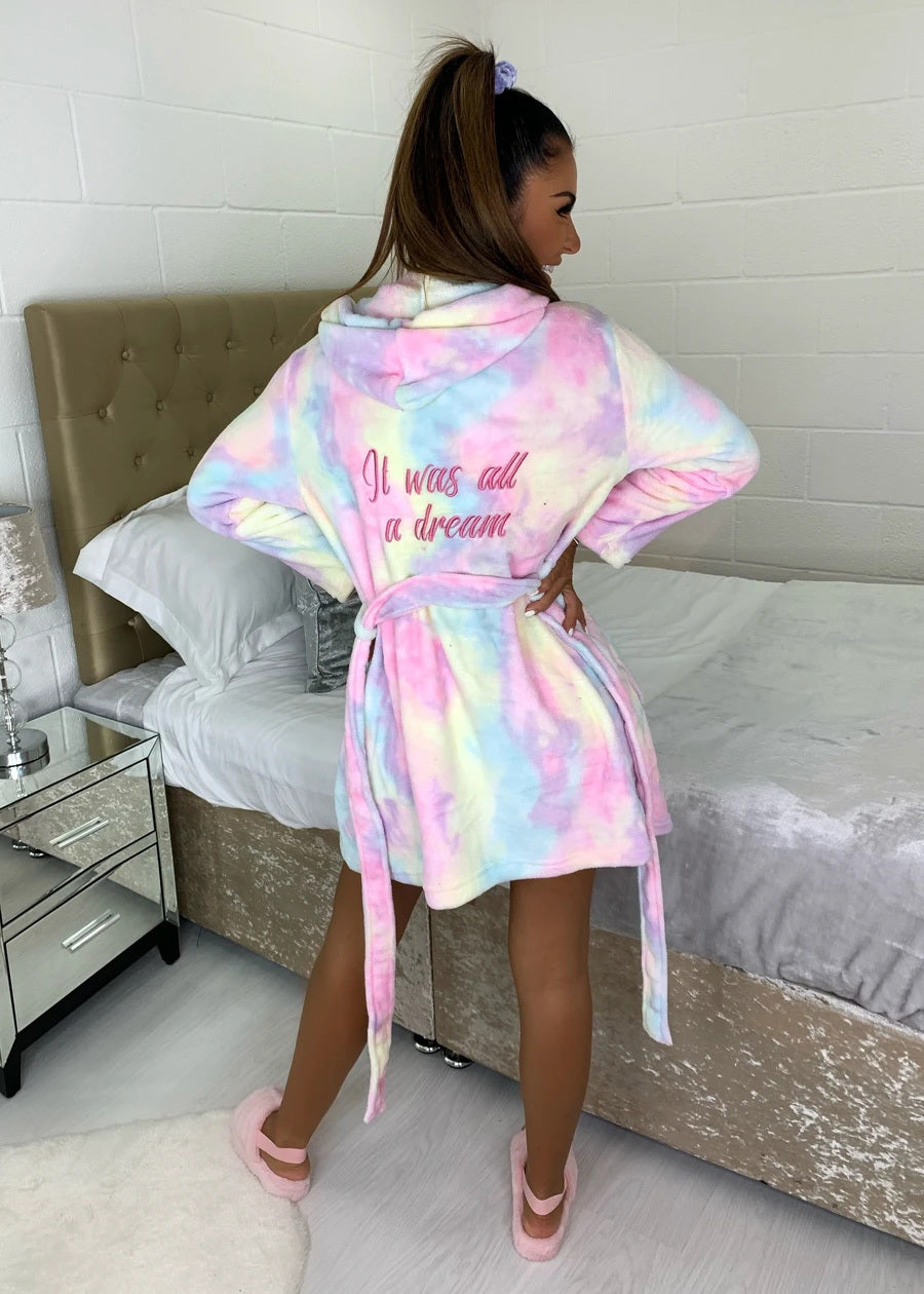 Lace Up Tie Dye Bathrobe