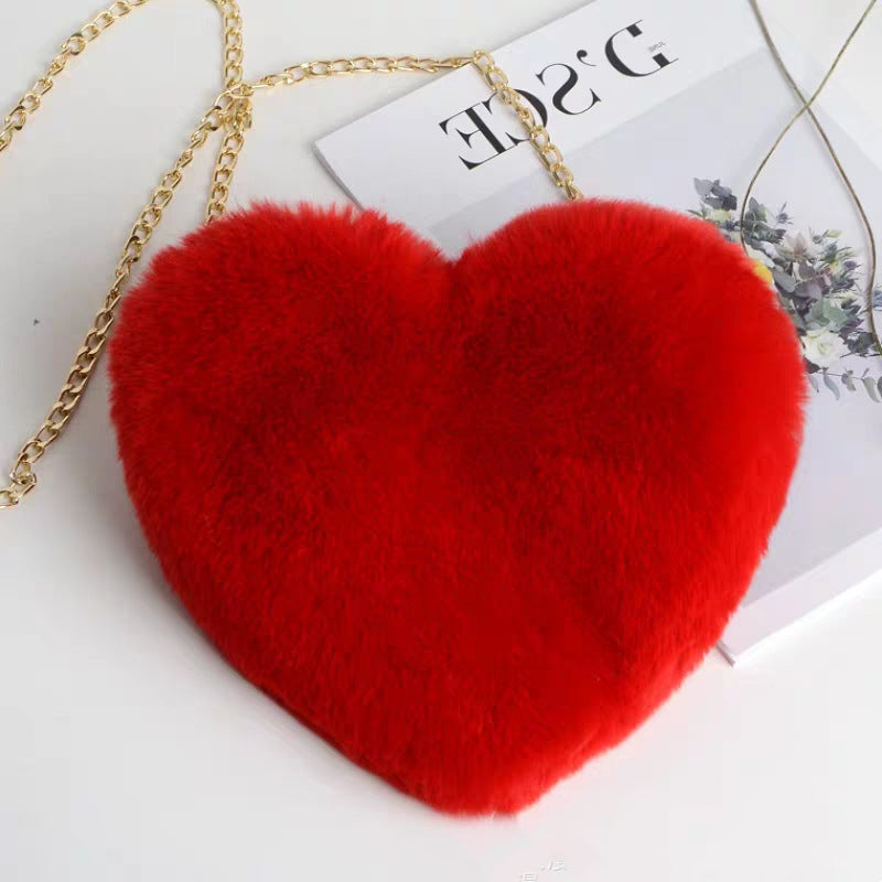 Plush Heart Shoulder Bag