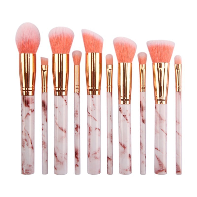 10 Piece Marble Makeup Brush Set