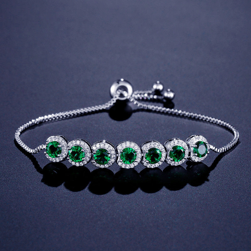Emerald Zircon Adjustable Bracelet