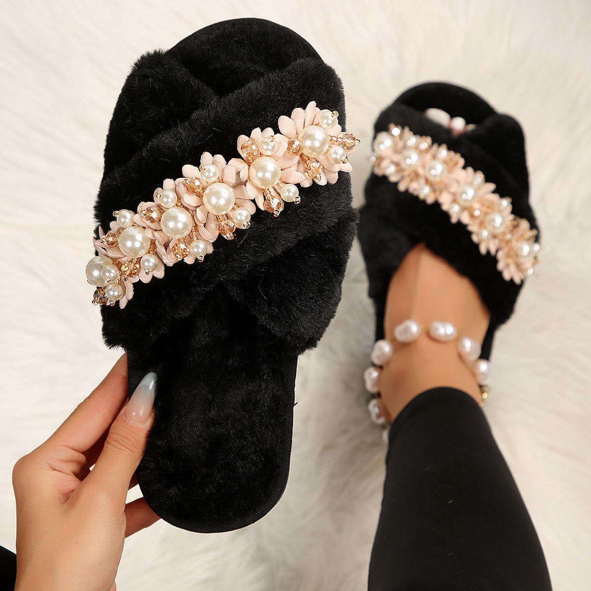 Cross Fur Slipper