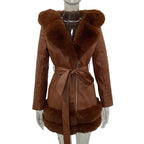 Leather Coat With Fur Collar