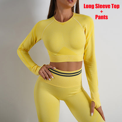 Seamless Yoga Pants Long Sleeve Set