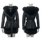 Leather Coat With Fur Collar