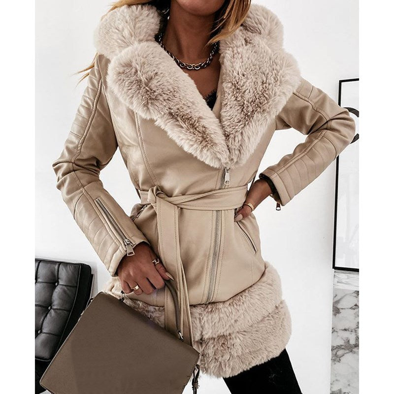 Leather Coat With Fur Collar