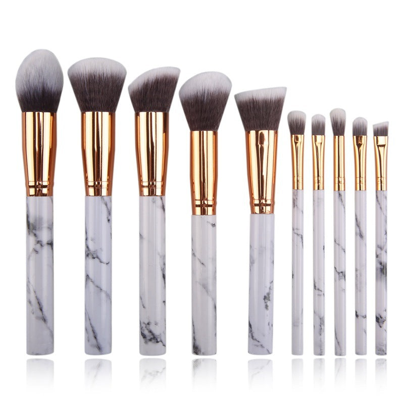 10 Piece Marble Makeup Brush Set