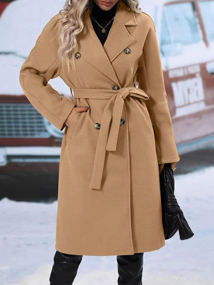 Lapel Double-Breasted Trench Coat