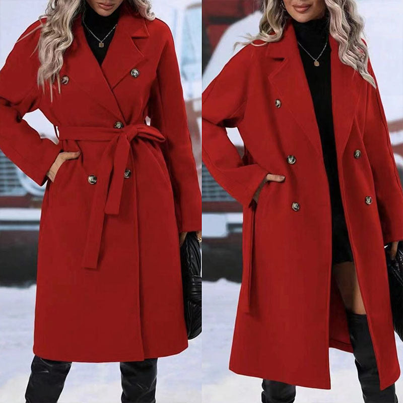 Lapel Double-Breasted Trench Coat