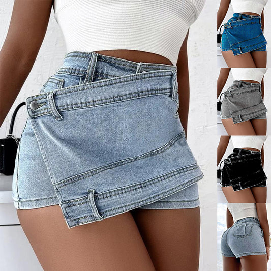 Vintage Denim Waist Wrap Skirt