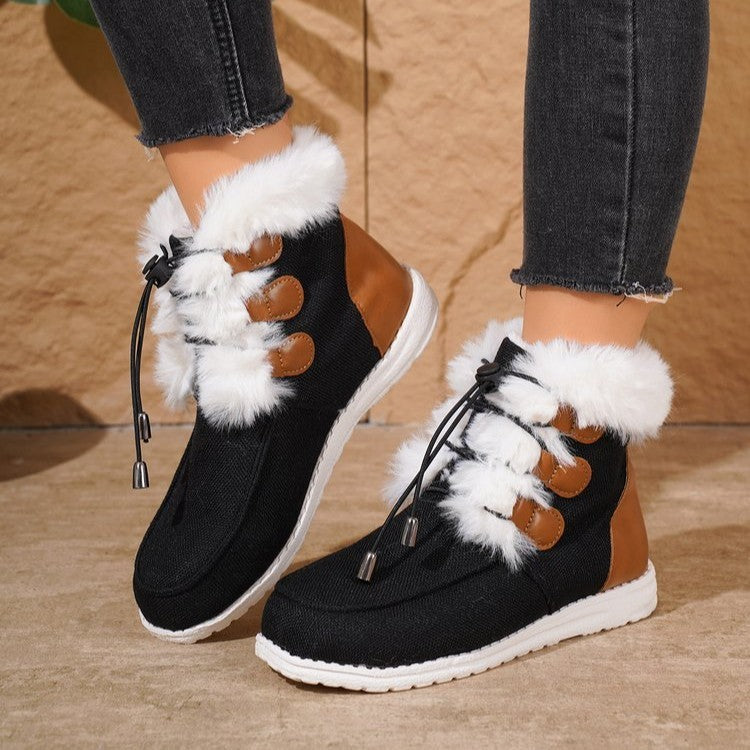 Round Toe Plush Snow Boots